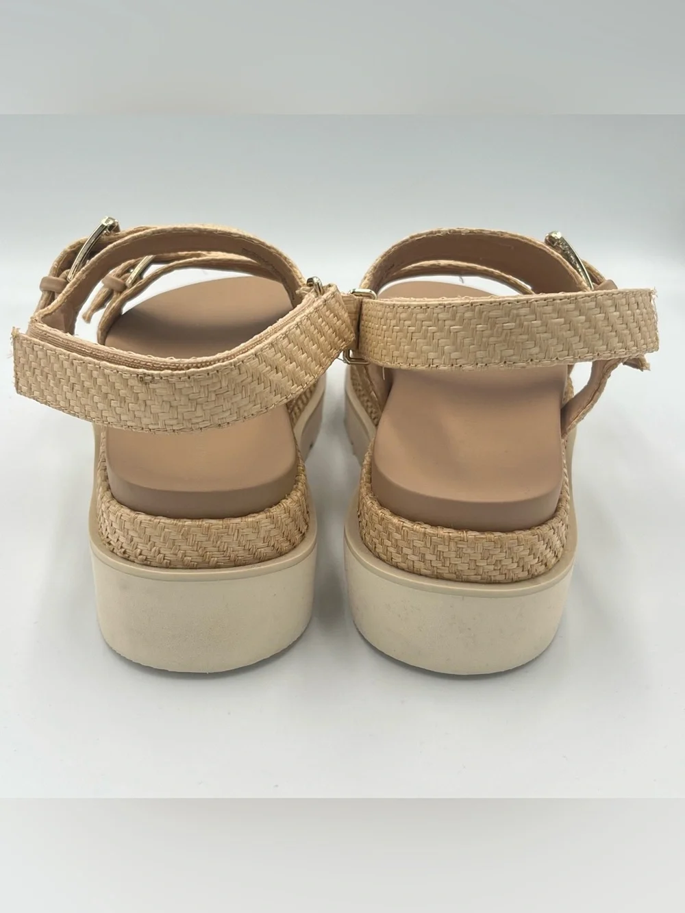 Madden Girl Marciaa Platform Sandals Natural Raffia Women’s Size 8
